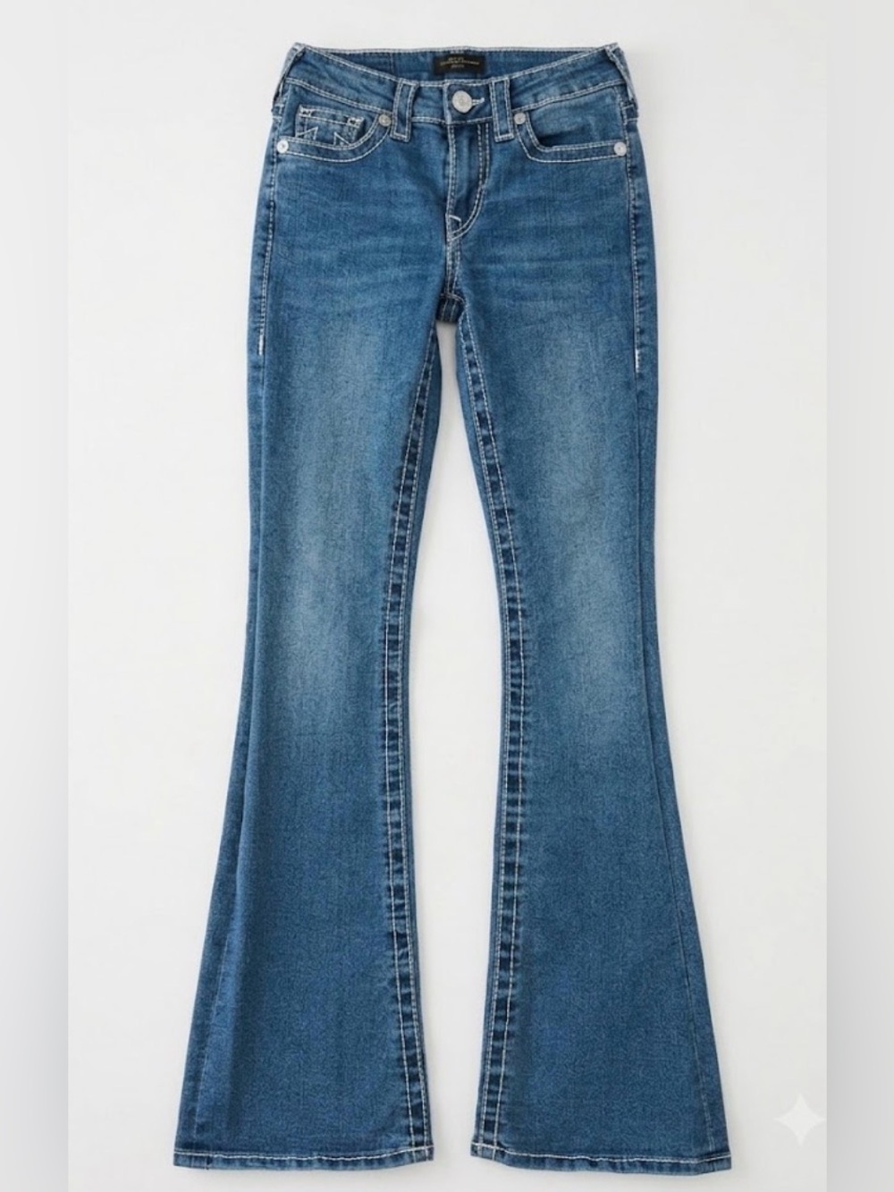 True Religion BECCA Big T MR Crystal Mid Rise Bootcut Denim Jeans RN#112790